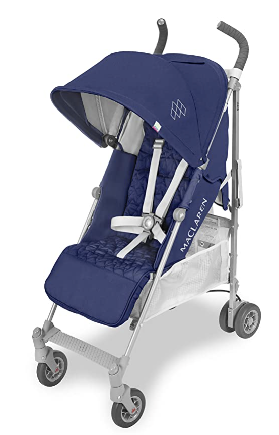 Blue lightweight and compact stroller